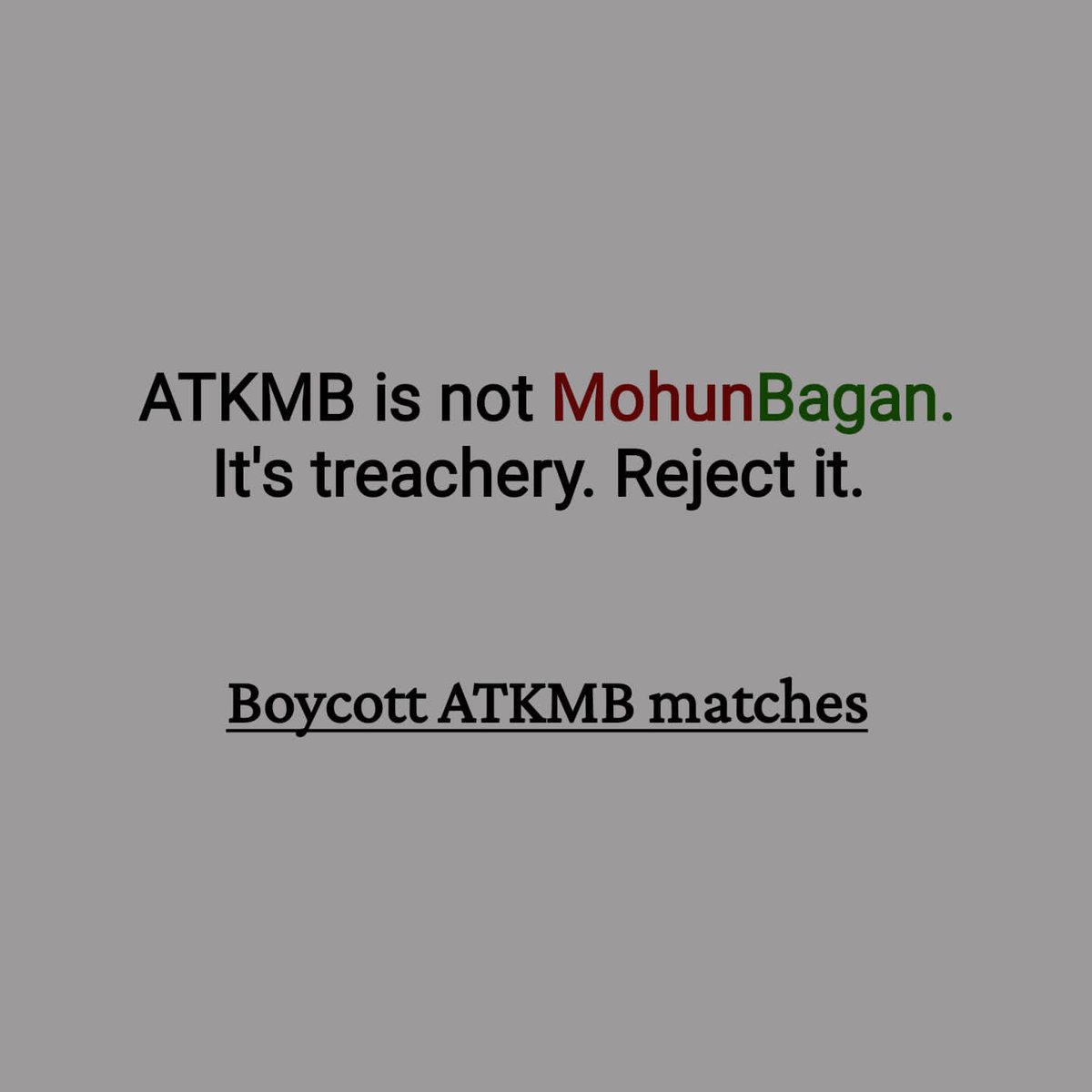 sunnym1979's tweet photo. Its not even a boycott for me, because I don't treat this monstrosity of a franchisee, a three star circus run by five star clowns as a football club. #BreaktheMerger #ATKMBisnotmyclub #OnlyMohunBagan @IndSuperLeague @DisneyPlusHS https://t.co/RFi6eLJvdg