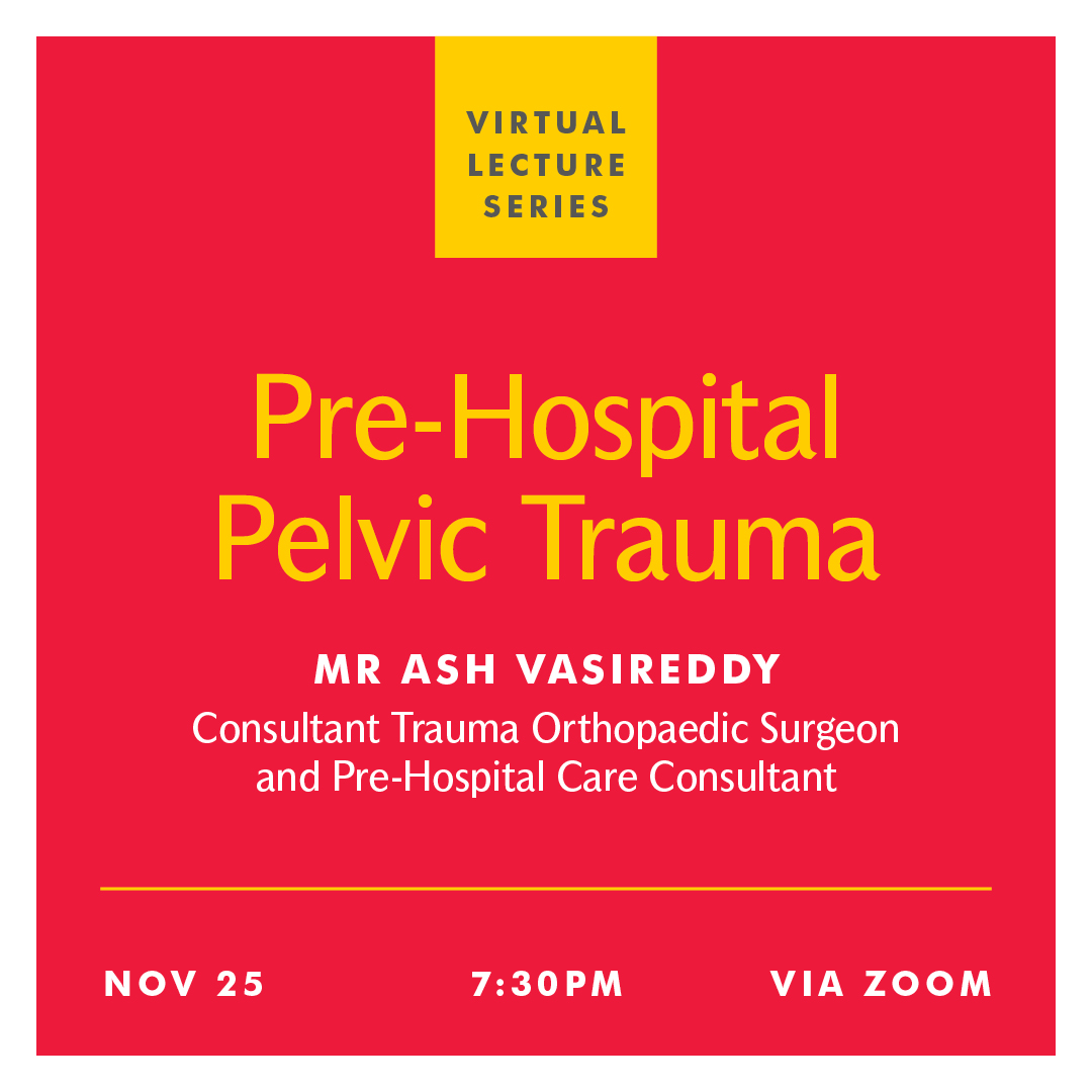 ehaat_ (@ehaat_) on Twitter photo Join Mr Ash Vasireddy for EHAAT's Virtual Lecture Series 🙌 The topic of this lecture is Pre-Hospital Pelvic Trauma.
📅 November 25th 7.30pm
📍 Zoom – full details to be provided on sign up
If you would like to attend the lecture please email amy.hughes@ehaat.org. Join Mr Ash Vasireddy for EHAAT's Virtual Lecture Series 🙌 The topic of this lecture is Pre-Hospital Pelvic Trauma.
📅 November 25th 7.30pm
📍 Zoom – full details to be provided on sign up
If you would like to attend the lecture please email amy.hughes@ehaat.org.