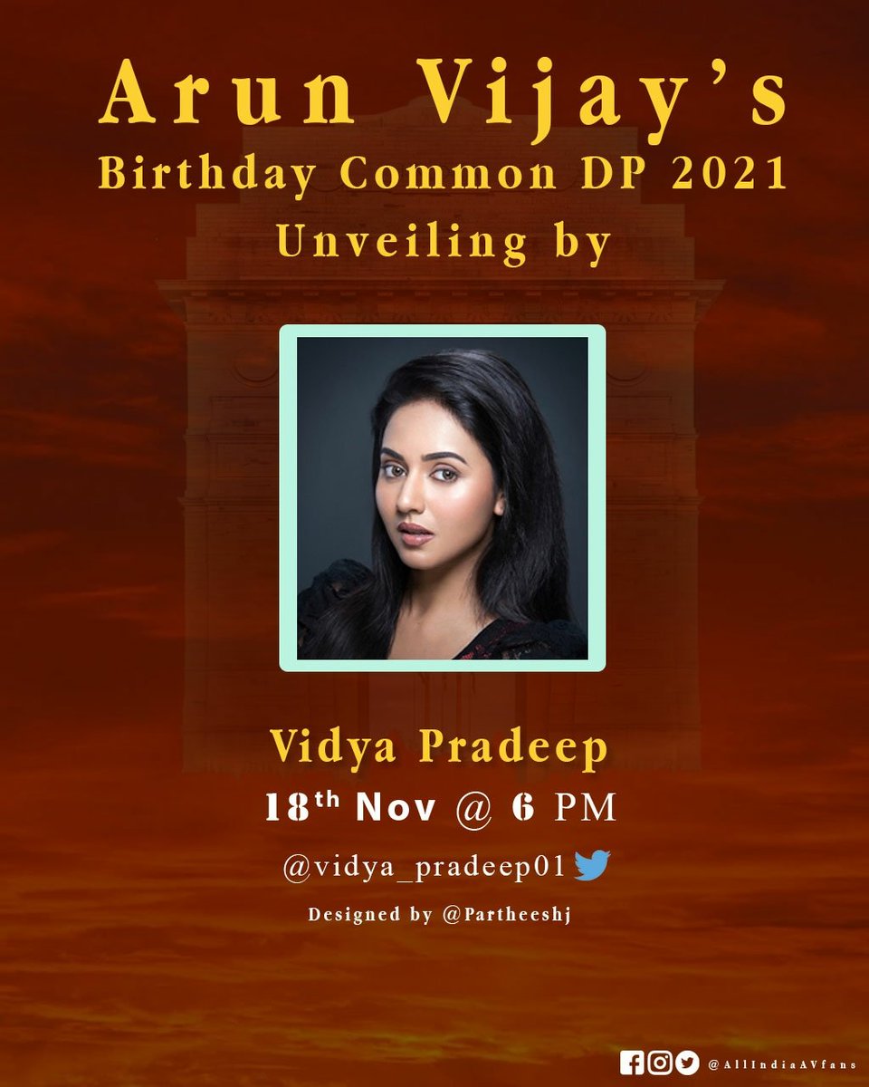 ArunAVFan's tweet photo. Most awaited moment is nearing!π€©
Here's the list of Angels of our Industry who are going to launch @arunvijayno1 Anna's Birthday CDP 2021 π
Today Evening 6:00 PM
@vanibhojanoffI @vidya_pradeep01
@StefyPatel
#ArunVijayBDayBlast π
#ArunVijay #AVfans #AVCCP
@AllIndiaAVfans https://t.co/1WZ1FoFBf1