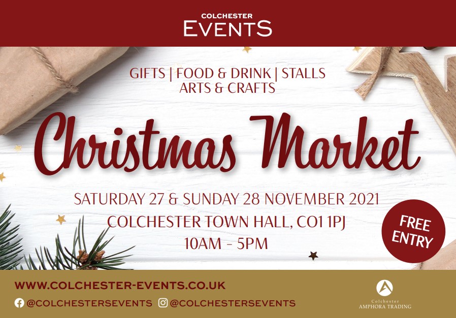 yourcolchester's tweet photo. Colchester Events presents the first Town Hall Christmas Market on the weekend 27-28 November from 10am-5pm each day  🎄

Entry is free and there will be over 50 stalls from local makers, producers and suppliers.

To find out more, read here: https://t.co/BKvfOoygPQ https://t.co/FJrqnoZDD3