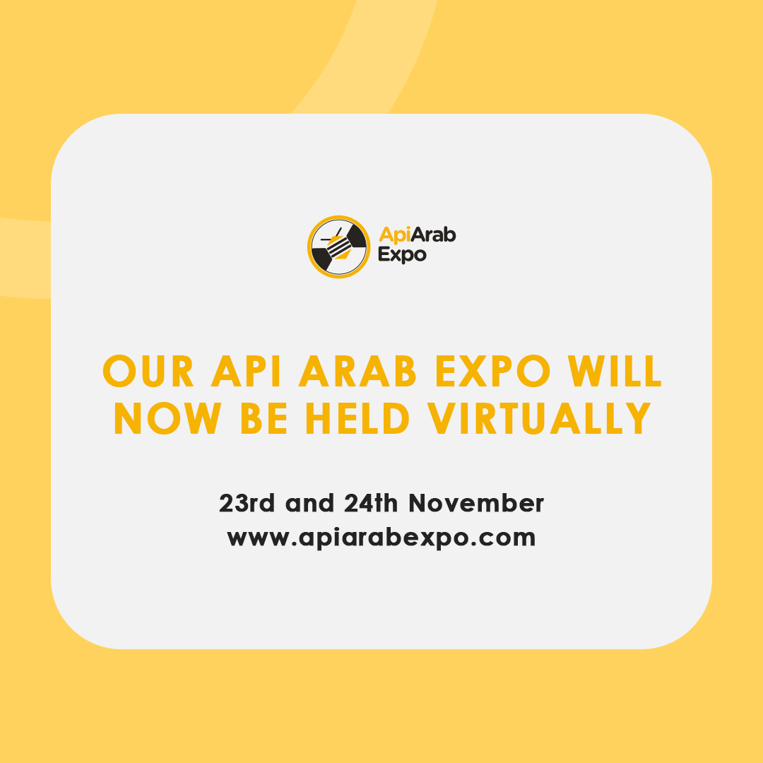 ApiArabExpo's tweet photo. #APIArabExpo will now be held virtually. Make sure you visit our website on the 23rd &amp; 24th November to access the full programme.

سيعقد معرض API العربي الآن بشكل افتراضي. تأكد من زيارة موقعنا الالكتروني في 23 و 24 نوفمبر للحصول على البرنامج بالكامل.

https://t.co/eRyEEHn4iK https://t.co/FqeRdKISjt