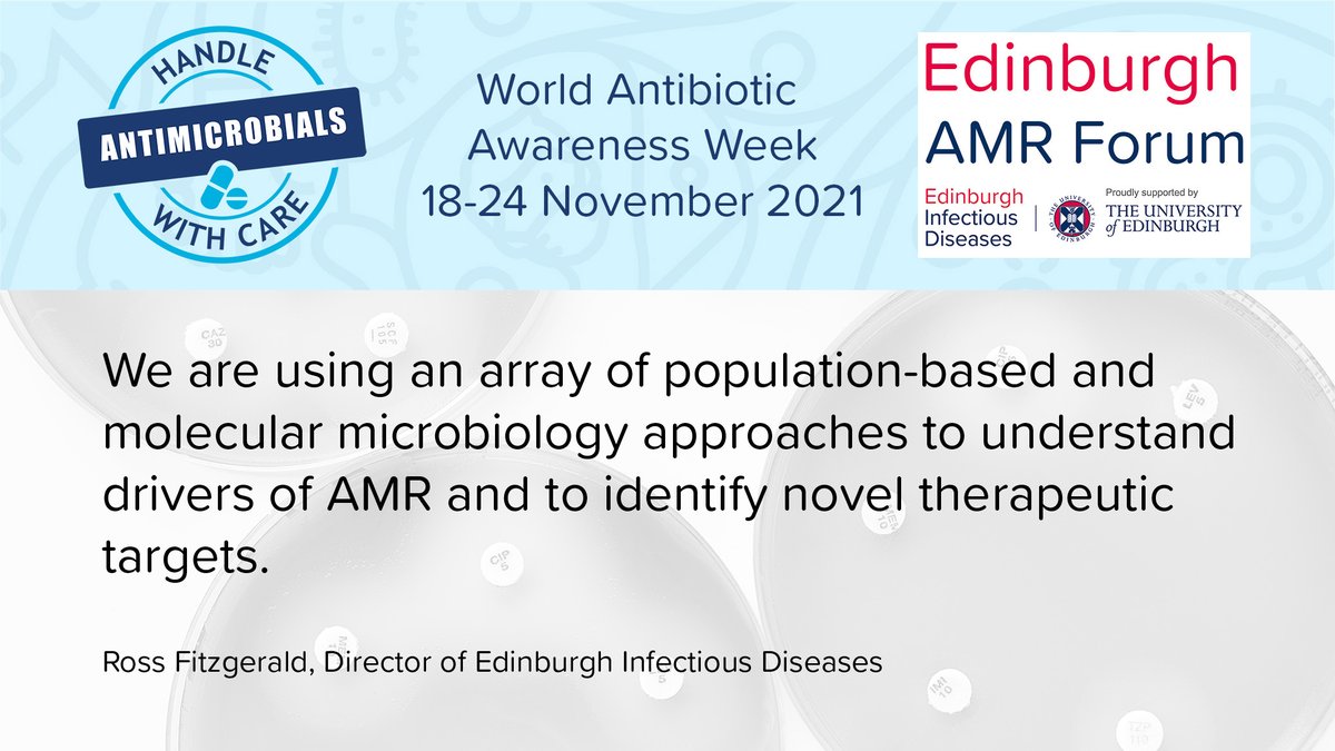 edin_EID's tweet photo. For #EAAW #WAAW2021 Ross Fitzgerald, Director of Edinburgh Infectious Diseases tells how his lab is addressing #AMR
@jrossfitz @roslininstitute @edinburghuni @EdiAMR
https://t.co/UIQkpRk5cA
#EdiAMR2021 #antimicrobialresistance #saveantibiotics https://t.co/UPpZOGF9MC