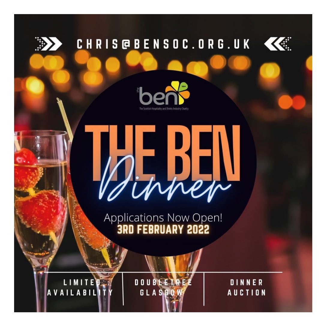 bensociety's tweet photo. Will you be attending our #annualdinner? #bendinner @DTGlasgowCtrl #charity #trade #licensedtrade #hospitality #scotland #donations #rasiefunds #applyforhelp https://t.co/APUHodiDx7