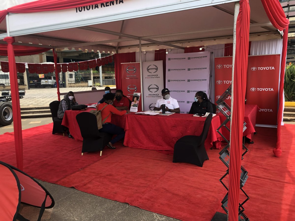 KenyaMarkets's tweet photo. @Toyota_Kenya are showcasing their wide variety of transport solutions from their various brands, some with financing options from banks such as @Coopbankenya
#KICCMeatExpo #SizzlingExperience https://t.co/pOl2LgfHwp