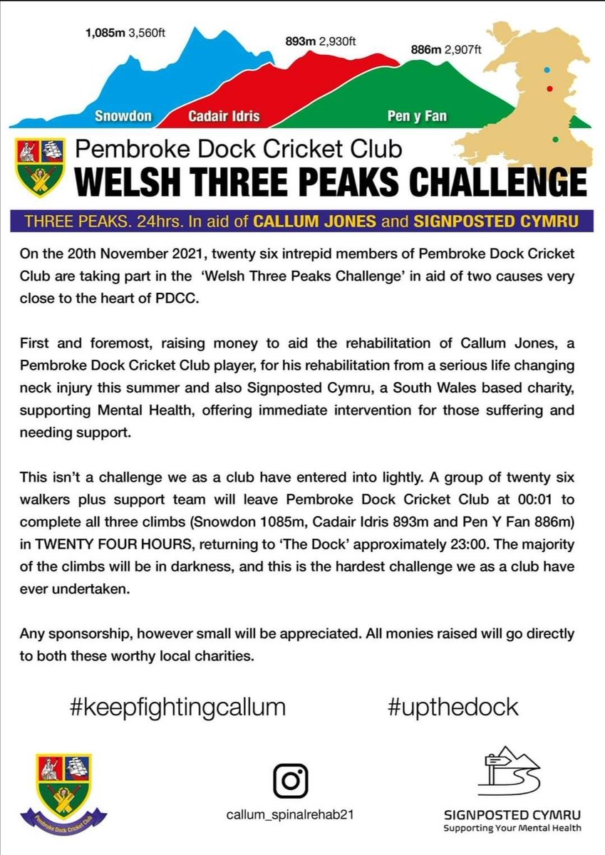 daleystar's tweet photo. 2 days to go ⛰️⛰️⛰️🚶♂️#3peaks #mentalhealth #forcallum @pembrokedockcc https://t.co/9tfeEzghPo
@talkSPORT
@talkSPORTDrive @BBCSportWales @CricketWales
@mattmaynard25 @GlamCricket
@EmmaG_news @sportpembs
@GarethBale11 @alanbrazil
Please can everyone share this thankyou https://t.co/gqH1174MrT
