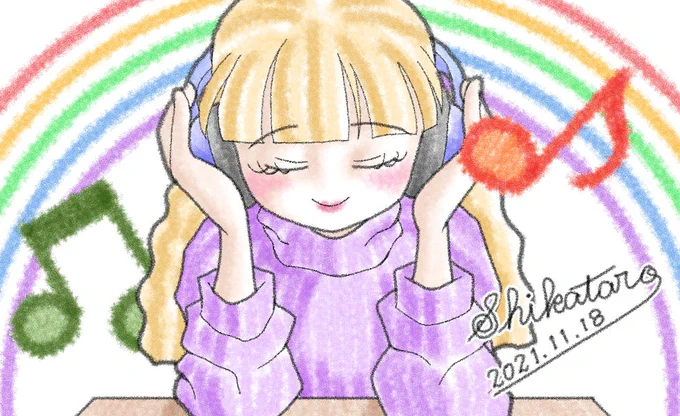 「ふふん、ふふふん🙂」
みたいな感じ😆

音楽のある日常😃

#イラスト #オリジナル #音楽著作権の日 #いいイヤホン・ヘッドホンの日 #CintiqPro13 #CLIPSTUDIOPAINT 