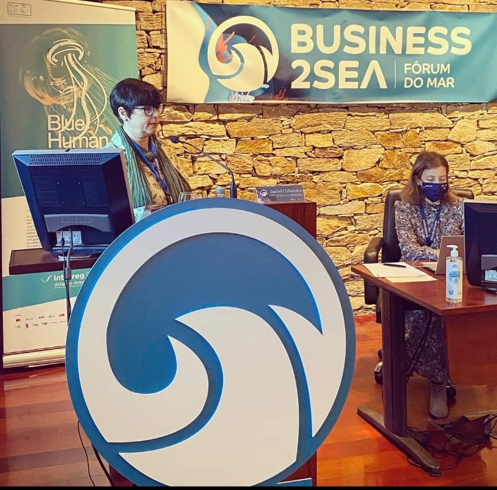 GNPAECT's tweet photo. Isabel Cabaleiro, em representação do AECT Galicia - Norte de Portugal apresentou, hoje, o projeto #BLUEHUMAN no @business2sea, que se está a realizar em Vigo, organizado por @FundacionCETMAR e @forumoceano https://t.co/GJ7xY6Ct5F
