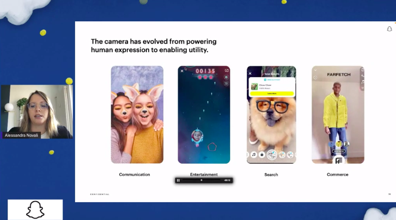 alebin8's tweet photo. 🔵#IABForum2021 #workshop: How to grow your business with augmented reality

Questi i punti toccati da Alessandra Novali (Country Lead Italy):
➡️Come creare esperienze di realtà aumentata.
➡️Opportunità a disposizione per i brand.
➡️Come #snapchat può supportare tutti i business. https://t.co/If50qpjEgA