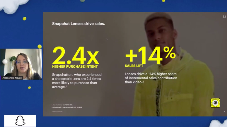 alebin8's tweet photo. 🔵#IABForum2021 #workshop: How to grow your business with augmented reality

Questi i punti toccati da Alessandra Novali (Country Lead Italy):
➡️Come creare esperienze di realtà aumentata.
➡️Opportunità a disposizione per i brand.
➡️Come #snapchat può supportare tutti i business. https://t.co/If50qpjEgA