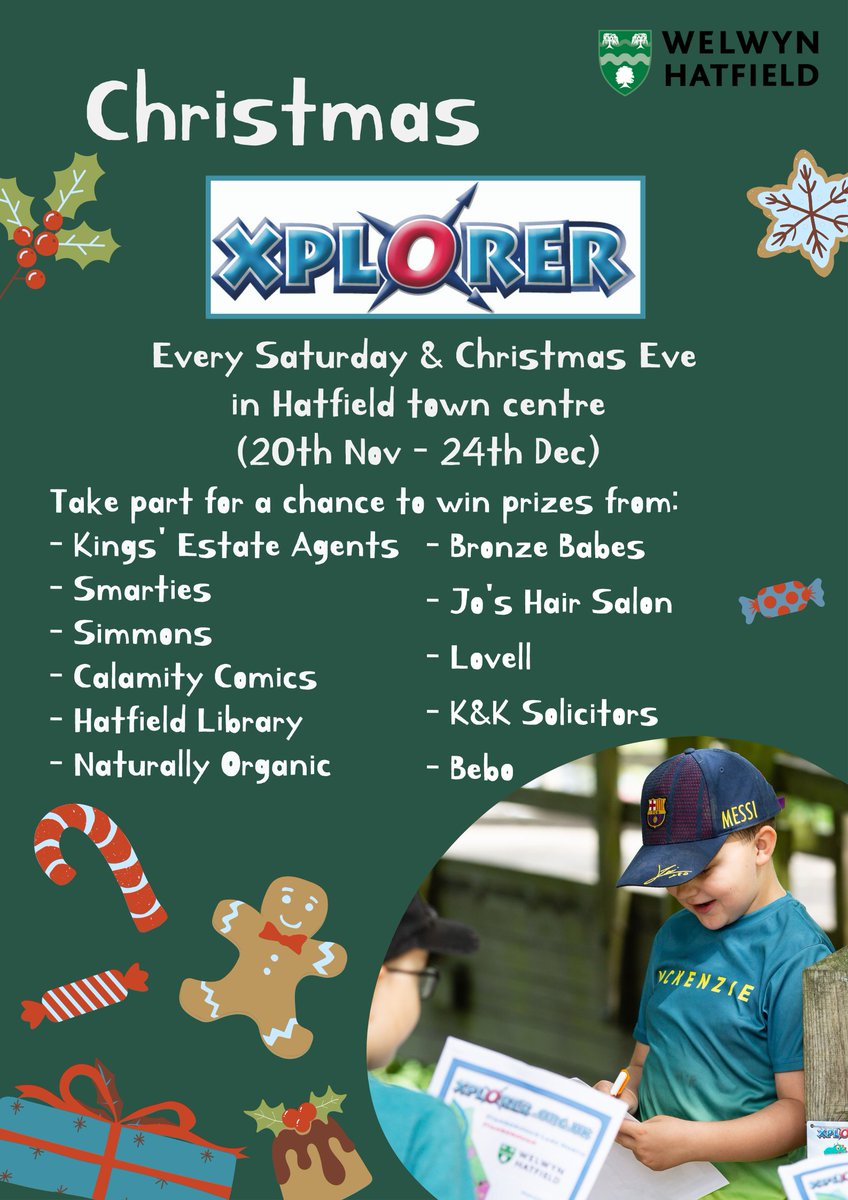 Pick up your map and answer sheet from Hatfield Library every Saturday (in the run up to Christmas) and Christmas Eve! 🕵️🔎🗺️
For more information head to: xplorer.org.uk