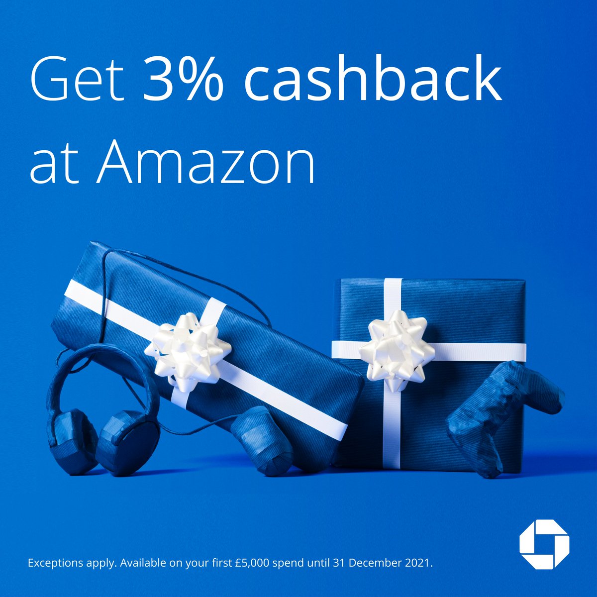 chase_uk's tweet photo. 🎉 Chase just got more rewarding! Our 3% cashback offer at Amazon launches today. Learn more https://t.co/DLqT84e4Ye

Exceptions apply. Available on your first £5,000 spend until 31 December 2021. #AmazonCashback https://t.co/Q2ciGDzadY