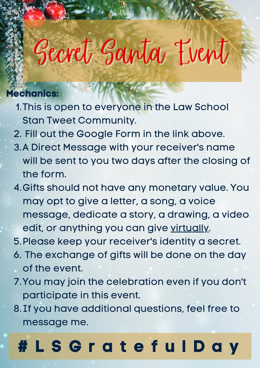 purplesheesh16's tweet photo. The joy that you give to others is the joy that comes back to you. Let's gift someone virtually without having to spend a single penny. Join our #SecretSantaEvent by filling out this form: https://t.co/i8DZKUVHR1. Form will close on November 20th, 23:59 (PH Time). Thank you! https://t.co/f7Fiv5S8En