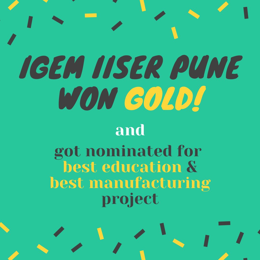 igem_iiserpune's tweet photo. We have amazing news! 

We could not have done this without the help from our mentors, sponsors, volunteers and supporters and the previous year's iGEM team who have been with us throughout our journey.
Thank you!

Congratulations to all the participating teams! https://t.co/ib6lJmzTaA