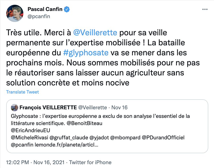 marc_rutkowski's tweet photo. @pcanfin veut interdire le glyphosate en 🇪🇺 alors que les négociations sur sa prolongation démarrent bientôt. Mais @EmmanuelMacron futur président de l'UE est bien silencieux. Ns sommes 350 000 à l'appeler à soutenir cette interdiction ! #StopGlyphosate https://t.co/ZckKvWYSEB