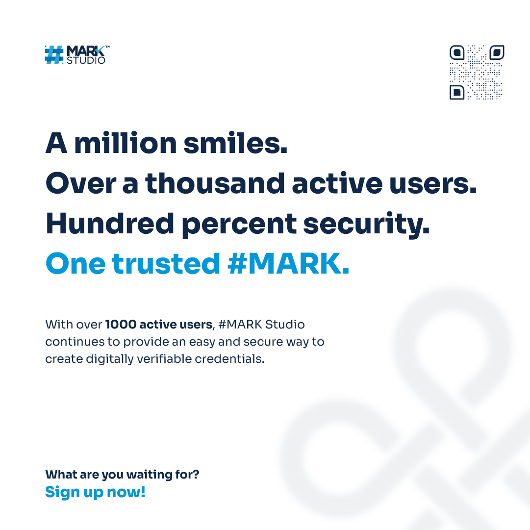 dhiwaynetworks's tweet photo. Over a thousand businesses now trust and rely on #MARKStudio to provide secure, portable and tamper-evident trust marks to create digitally verifiable credentials.
Give it a spin here: https://t.co/Tfon7eVTAS
#blockchaintechnology #blockchain #digitalcredentials #markstudio https://t.co/bJTGNe4QLT