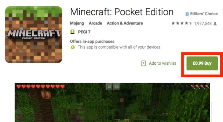 Скачай minecraft через google play