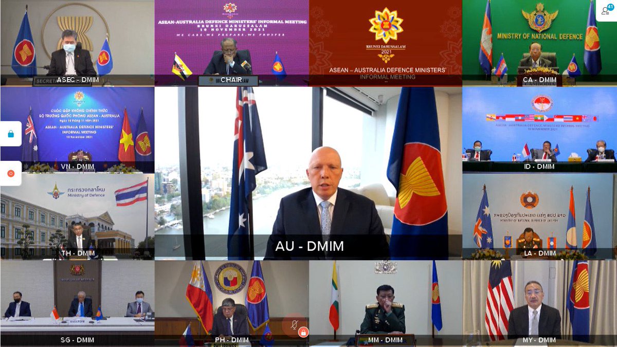 MayWongST's tweet photo. Though #Myanmar #military chief may  be excluded from upcoming virtual #China-#ASEAN leaders' summit, its military administration officials have continued to participate in other international meets involving ASEAN &amp; others like regional defence meeting #WhatsHappeningInMyanmar https://t.co/LJv7736c5E