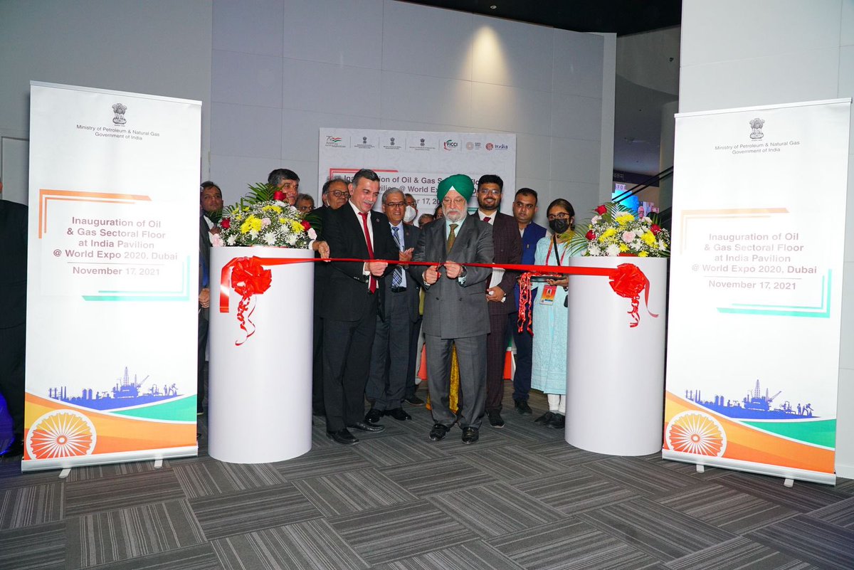 HardeepSPuri's tweet photo. Inaugurated the Petroleum &amp; Natural Gas Week at India Pavilion at #Expo2020Dubai

Highlighted different initiatives taken by Indian Govt under the visionary leadership of PM Modi Ji during the media briefing at the Oil &amp; Gas Sectoral Floor at #IndiaPavilion.

#IndiaAtDubaiExpo https://t.co/BN2XjOHM87
