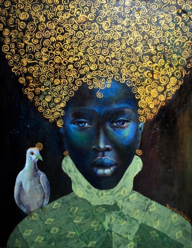 womensart1's tweet photo. The Black Queen (2010) by Jamaican-born painter Tamara Natalie Madden #WomensArt https://t.co/YKUdh5GNdG