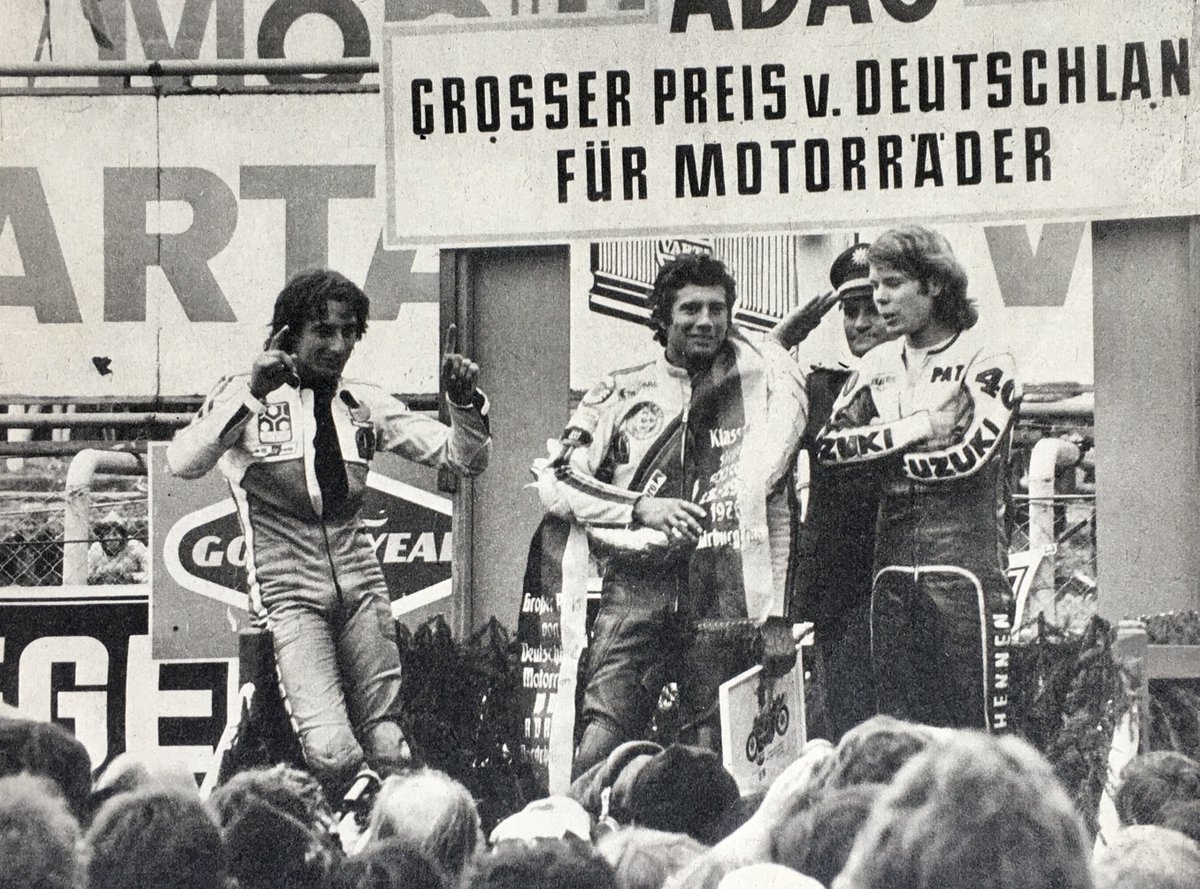 MVAGUSTAracing's tweet photo. @stevencordall The last victory of the MV Agusta in 1976 in front of the Suzuki RG 500 of Lucchinelli and Pat Hennen. This swan song allow us to say that MV Agusta won races to the end. https://t.co/ItvT3ymjlc