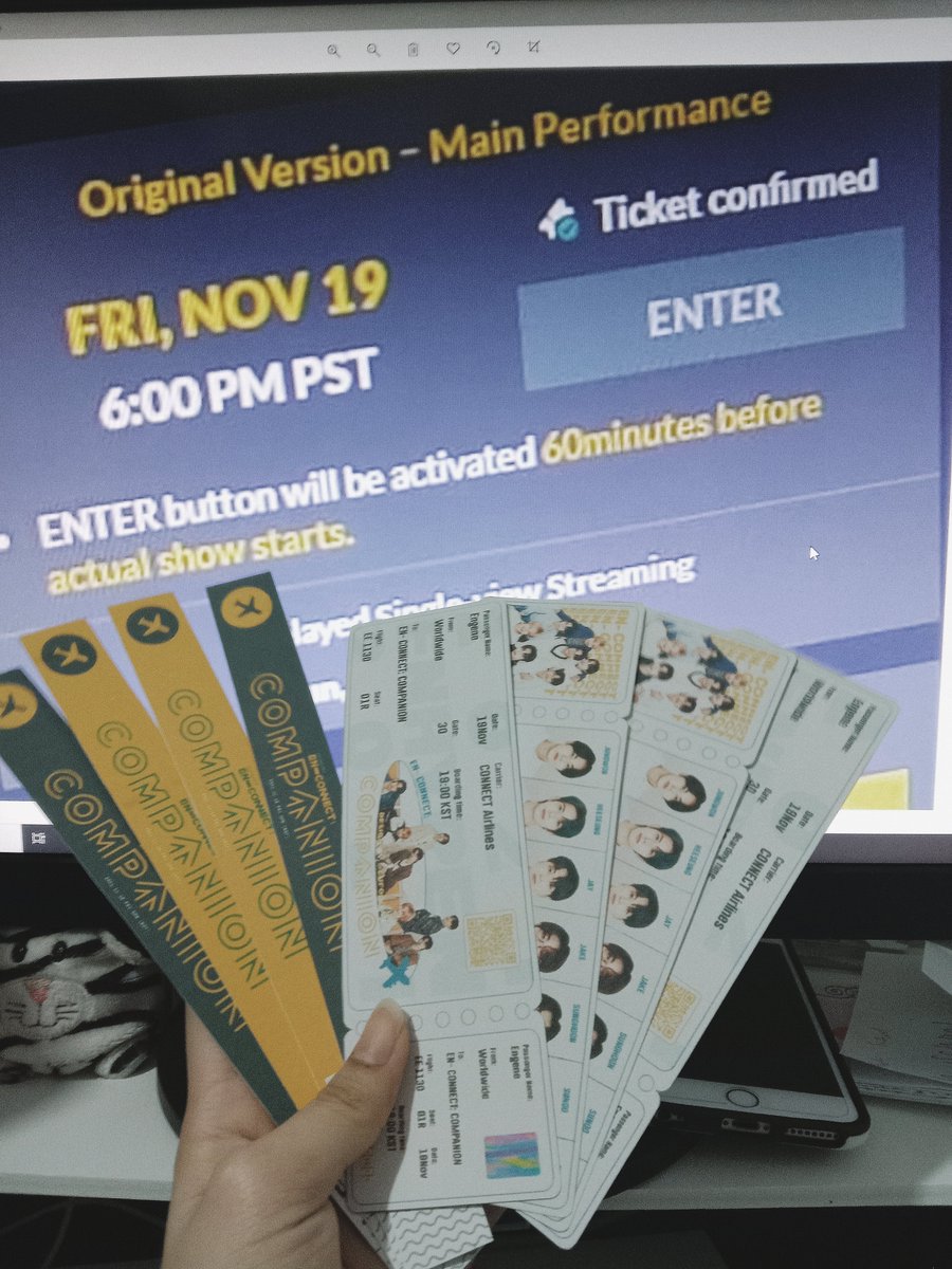 somelovefromyoi's tweet photo. #ENHYPEN EN-CONNECT: COMPANION
. . . with @Ioverpsh, see u tom 🤍

☻ : mock ticket design by @euforiyaa 
☻ : en-connect: companion wristbands by @enhaonfilm 
☻ : purchased one day en-connect: companion ticket pass ! https://t.co/zbvch8hxiP