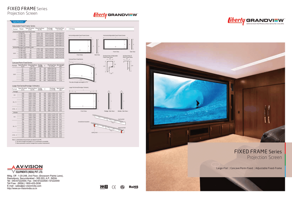 AVVisionIndia's tweet photo. 1.‘LIBERTY GRANDVIEW’ CURVED FIXED FRAME Projection Screen 132” (308x131 Cms.) 2.35:1 Woven Acoustic AW6 Fabric. 

2.‘LIBERTY GRANDVIEW CURVED FIXED FRAME Projection Screen 159” (371x158 Cms.) 2.35:1 Woven Acoustic AW6 Fabric. https://t.co/xnxEZkXhv4
