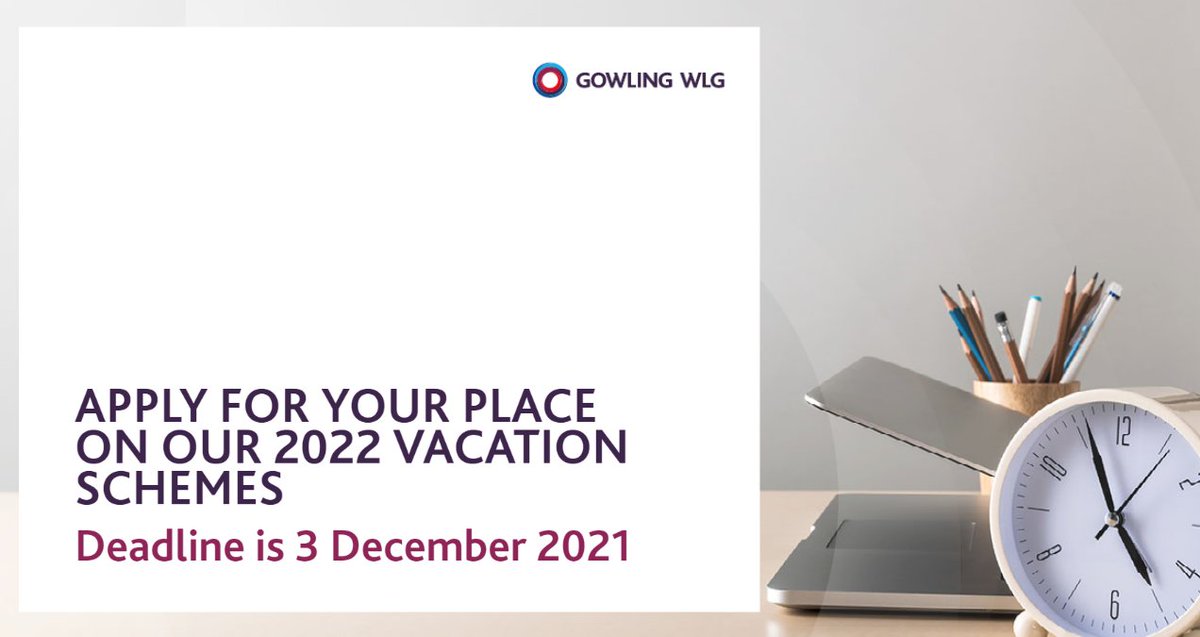 GowlingWLG_UK's tweet photo. Want a spot on our vacation scheme? You have two weeks to get your application in before the deadline on 3 December. Find out more about the process here: https://t.co/cxiNGq1u1o https://t.co/MrXYxIleTK