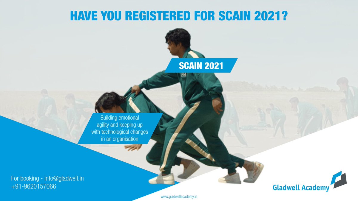 SCAIN 2021 is happening on 11 December. Will you be joining us? Connect with us for group bookings &amp; discounts:

info@gladwellacademy.in, Phone- +91-9620157066

#agiletraining #corporatetraining #training #corporatewellness #gladwellacademy #squidgame #squidgameme