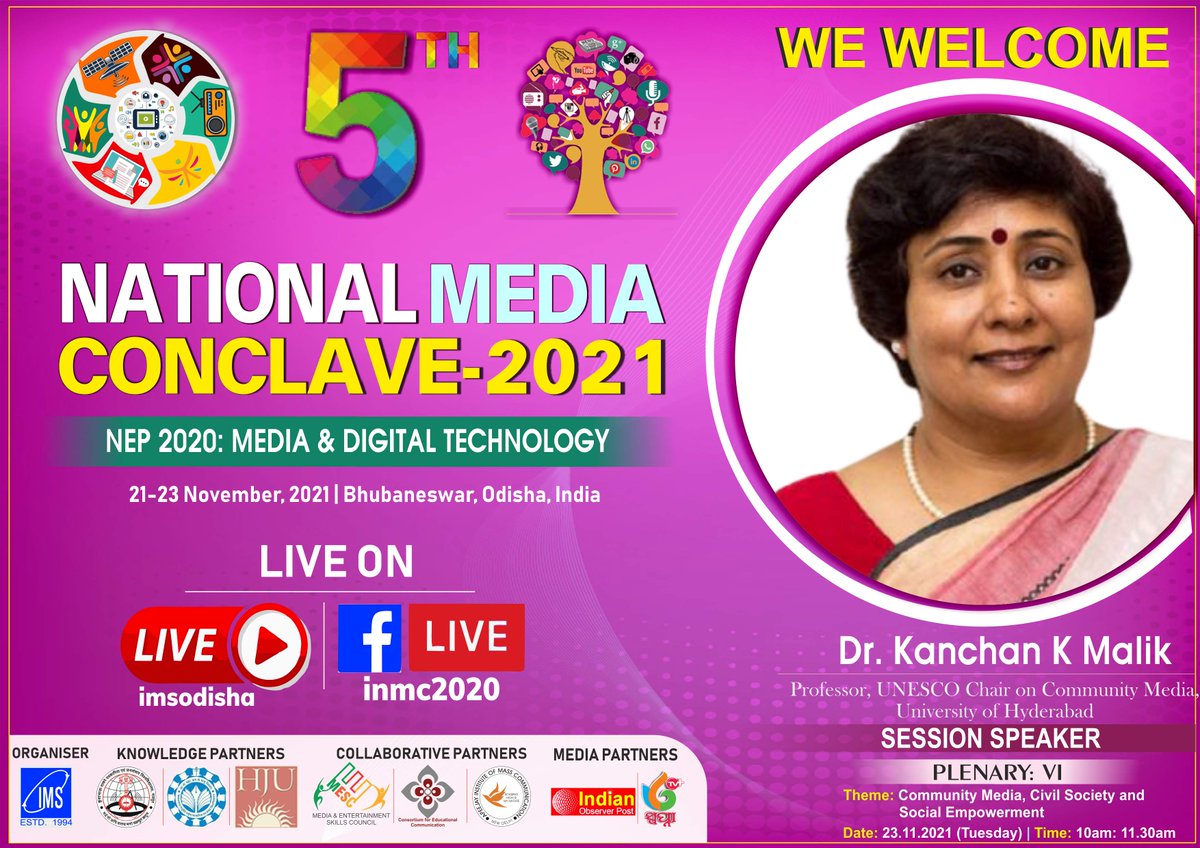 imsnmc's tweet photo. Penetration of media in a different form today has given a new lease of life for community members, especially farm radio or community radio. Listen to Prof @KanchanK_Malik from @uohcomm at #NMC2021. #PLENARYSESSION-6: Community Media, Civil Society and Social Empowerment https://t.co/7gBpBr9qCa