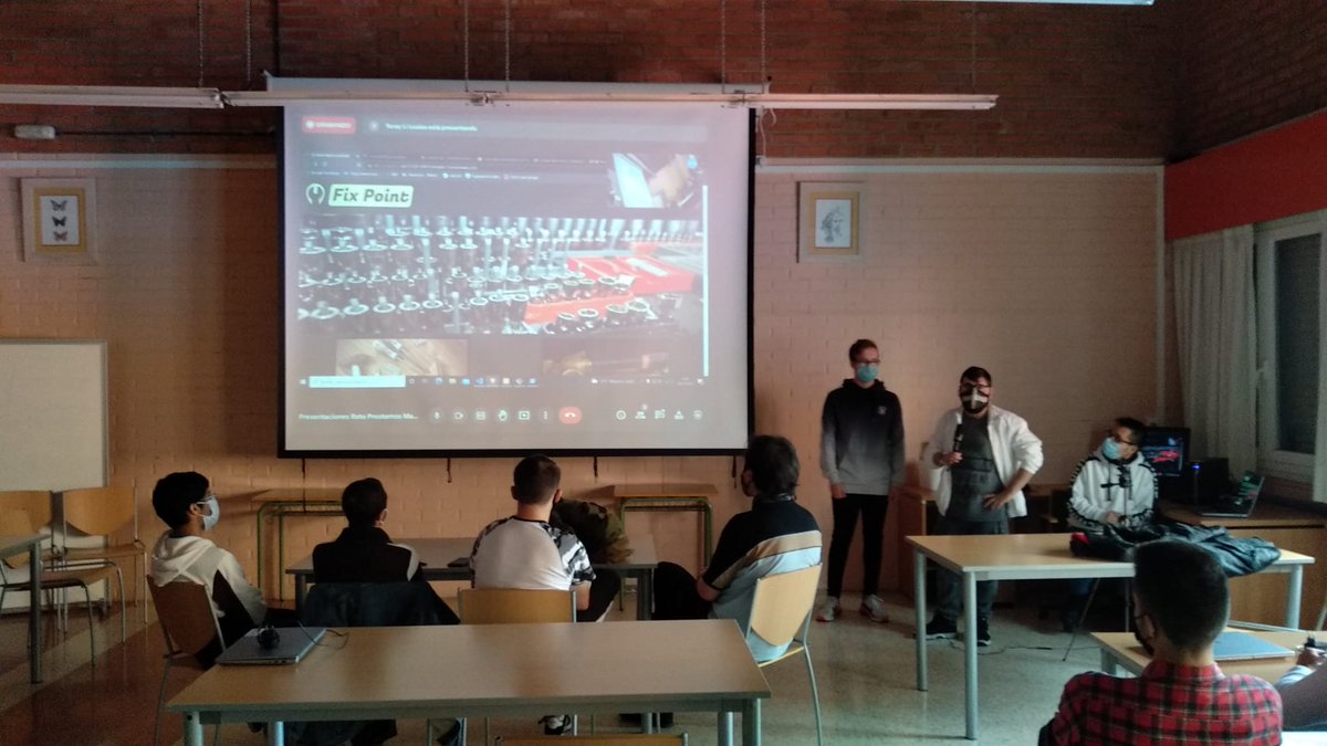 FPTxurdinaga's tweet photo. Alumnado de 2 #DAW presentando #FixPoint, una aplicación realizada para el @cifpPicoFrentes de #Soria.
2 #DAW-eko ikasleak #FixPoint aurkezten, #Soriako @cifpPicoFrentes instituturako egindako aplikazioa.
Eskerrik asko, Alfredo, gurekin egoteagatik! https://t.co/aemDp1Ej6q