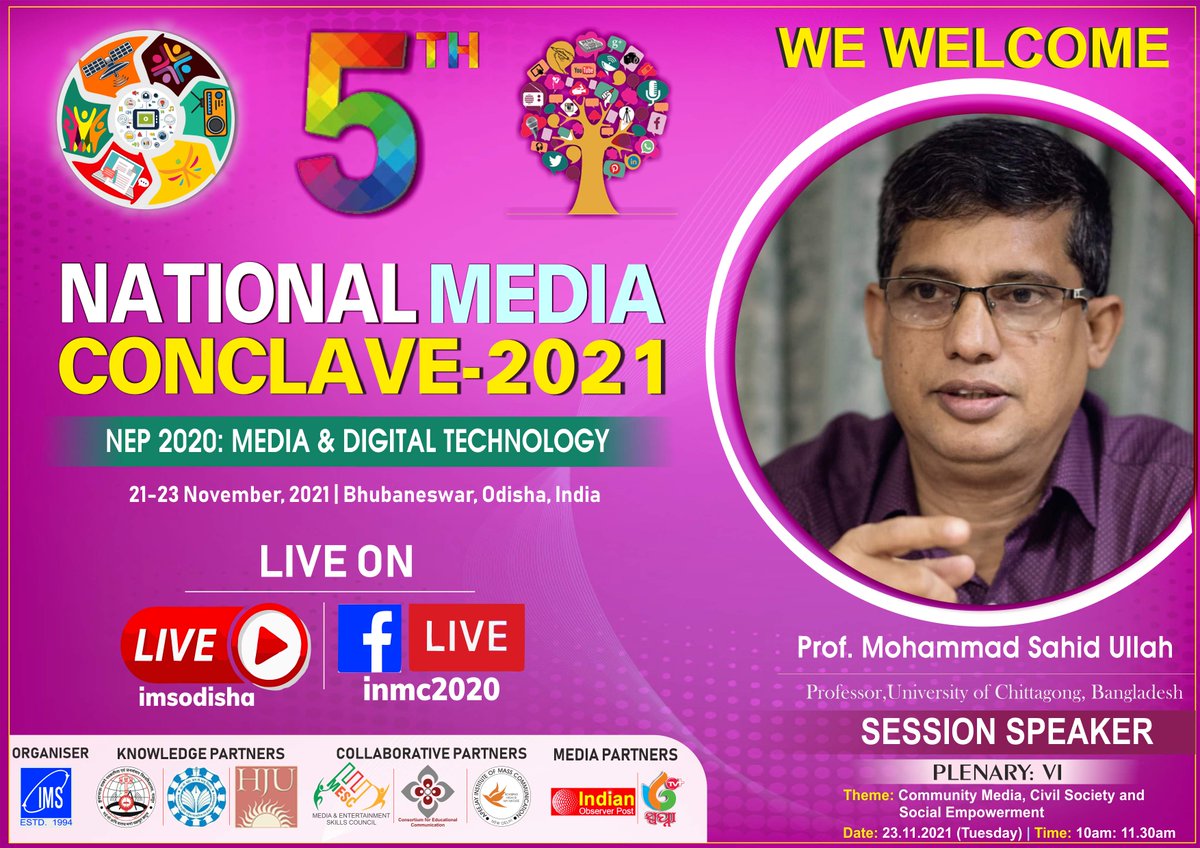 imsnmc's tweet photo. Penetration of media in a different form today has given a new lease of life for community members, especially farm radio or community radio. Listen to Prof Mohammad Sahid Ullah from @UChittagong at #NMC2021. #PLENARYSESSION-6: Community Media, Civil Society & Social Empowerment https://t.co/Xp6ikt01ug
