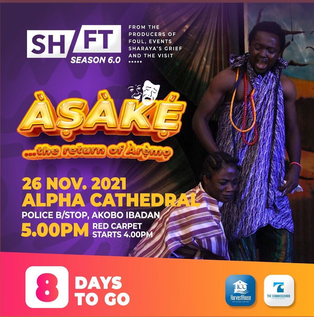 Ibadan247's tweet photo. Why would a husband return from a trip and the wife would refuse to let him in?
“ASAKE” The Return of Aremo
26th November 2021
@ Alpha Cathedral, Police Bus Stop, Akobo, Ibadan
4pm
#shift6
#shiftseason6
#asake
#aremoreturns
#stageplay
#ibadan
#drama
#gospel
#ibadanstageplay https://t.co/QIp9bQV56F