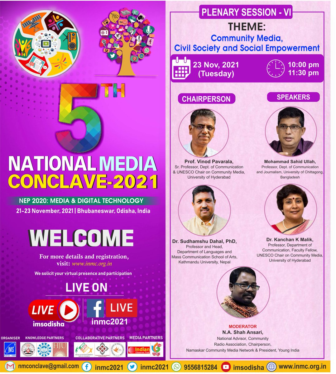 imsnmc's tweet photo. Penetration of media in a different form today has given a new lease of life for community members, especially farm radio or community radio. Listen to academics and experts at #NMC2021. #PLENARY_SESSION-6: Community Media, Civil Society and Social Empowerment #MediaConclave https://t.co/jRQePrn5vI