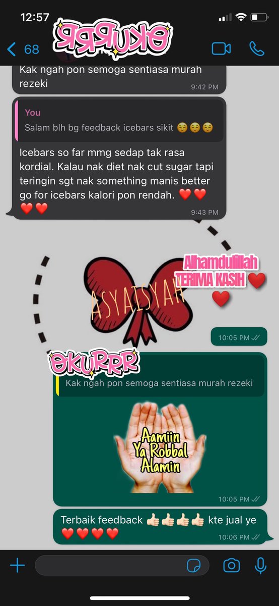 asyakhaniv's tweet photo. Another Happy Customer πππ
Jom try icebars πππππ yang padu marvellous gitu..RM10βΌοΈRM10βΌοΈRM10βΌοΈYang dekat kita π΅ Yang jauh kita π¦π¦π¦
Moh order ‡οΈ
π±https://t.co/l3SFRiEJ4o
#aiskrimviral #aiskrimsedap #IceBars https://t.co/BT8YbJqjdy