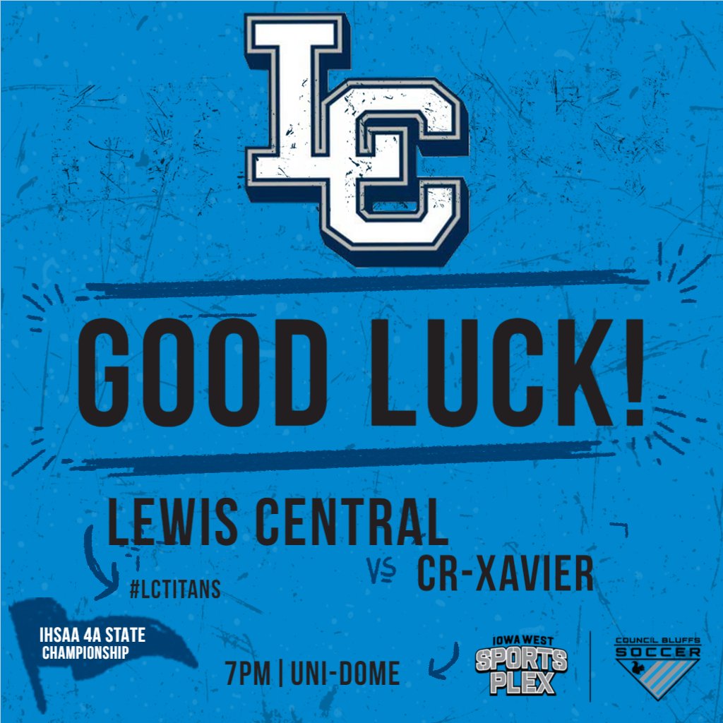 IWSportsPlex's tweet photo. Good luck to the Players &amp; Coaches from @lc_ftbll in tonight's STATE CHAMPIONSHIP GAME at the UNI-Dome!

#FORtheBLUFFS #GoTitans https://t.co/F9zP05NS6t