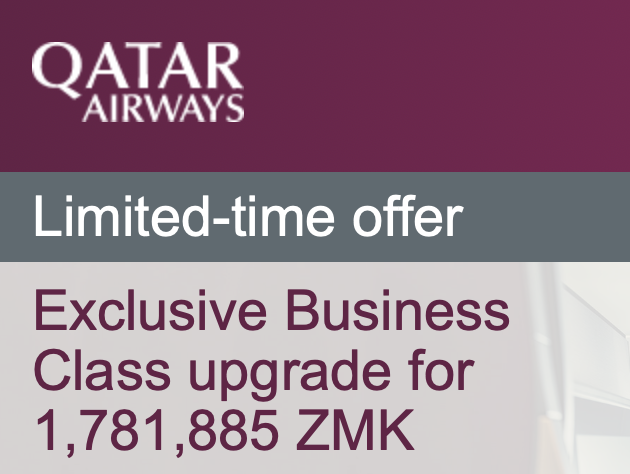 Sven_Haefner's tweet photo. This must be the best offer ever. USD 100,000 for an upgrade from Lusaka to Zurich https://t.co/6dbGQtEQCn