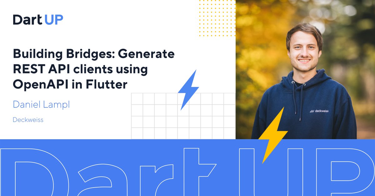 Tired of manually writing client code to connect applications to REST API endpoints? <a href="/danlampl/">Danny 💙</a> has a solution - Code Generation! 🤯 
Come to his talk on December 3d and learn about generating Rest API clients in #flutter 
Free ticket to #dartup2021: bit.ly/3knbiyu