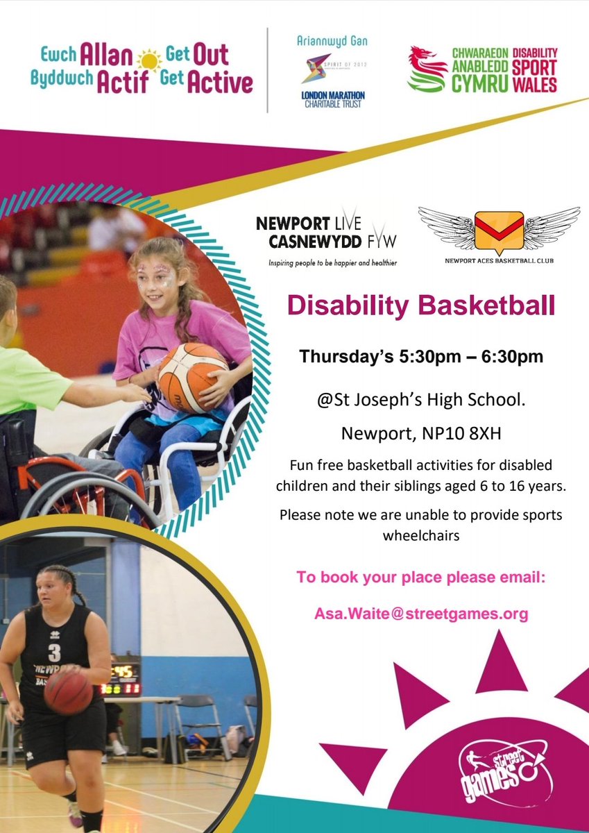 GogaSport's tweet photo. We are back on for our new disability basketball this afternoon, 5.30pm-6.30pm at St Joseph's High #newport @Acesbball
@StreetGameWales
👇🏽👇🏽👇🏽👇🏽👇🏽 https://t.co/K61QyyUbph
