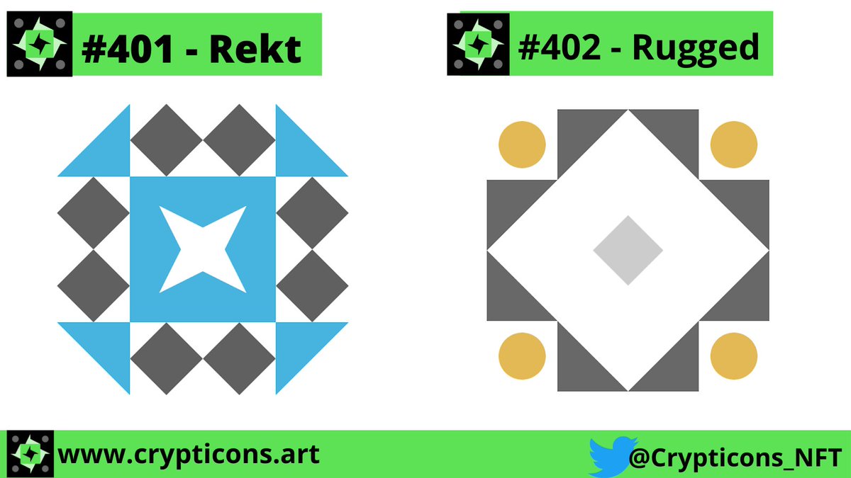 Crypticons_NFT's tweet photo. Hey Guys! Your crypto trader favourite NFTs Drop is Live on 
@opensea

Crypticon #401 - Rekt
Crypticon #402 - Rugged

more information, visit: https://t.co/ITRuD28Yl7

#NFT #NFTCommunity #NFTCollector #NFTart #Crypto #Solana https://t.co/WRFCUmz3Hx