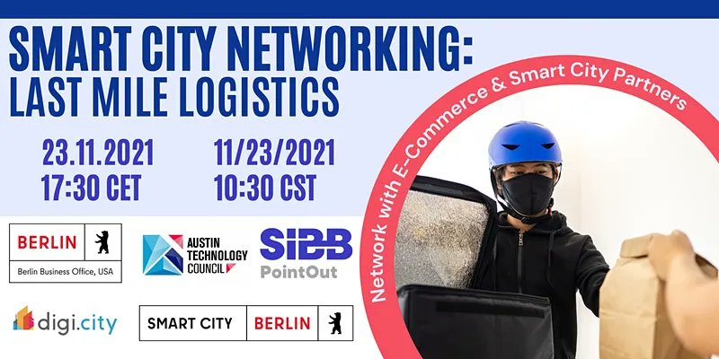SIBBeV's tweet photo. Join #Berlin and #US representatives of the Smart City ecosystem to tackle the topic of challenges and perspectives of last mile logistics that have already reshaped the e-commerce deliveries sector with the 25% volume increase in 2020.

Register now: https://t.co/17sH0B3QOp https://t.co/XzsMmS1qH8