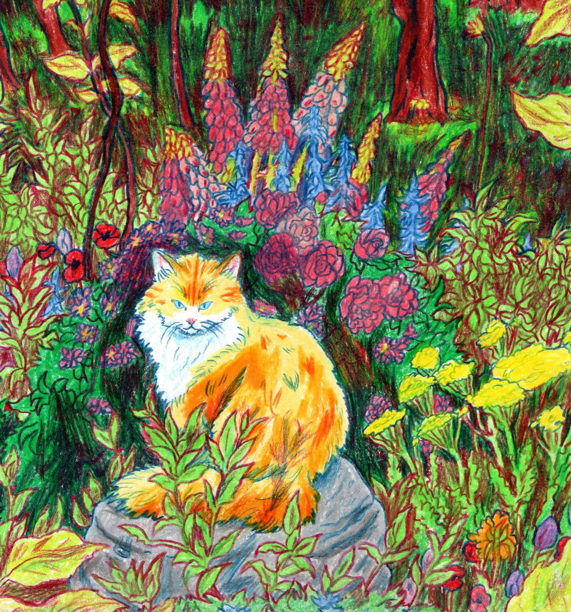 hannahlock's tweet photo. Hello #animalartistsunite ! I'm Hannah, I love animal friends and bright colours. 🐱✨ https://t.co/ig5AHKEmAw