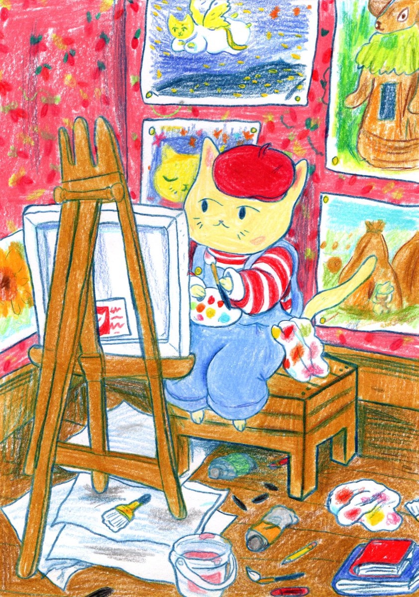 hannahlock's tweet photo. Hello #animalartistsunite ! I'm Hannah, I love animal friends and bright colours. 🐱✨ https://t.co/ig5AHKEmAw