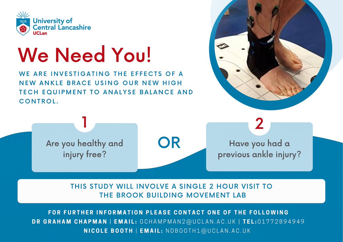nicoledbooth's tweet photo. We looking for volunteers to participate in our study.  Contact myself or Dr Graham Chapman for more information #chronicankleinstability #demg #huber #research #biomechanics 
@UCLanSNaCS @UCLanResearch https://t.co/iK7IGwYEq7