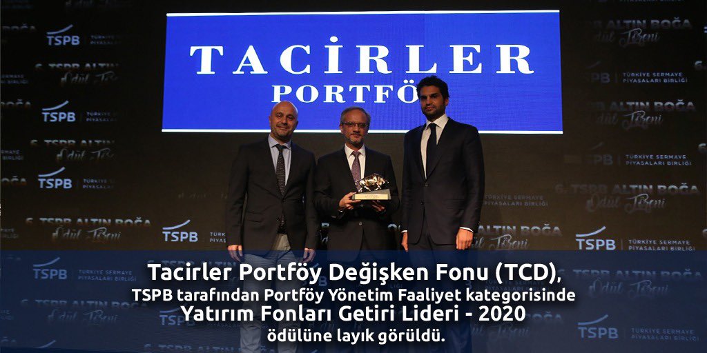 Tacirler Portföy on Twitter: "Tacirler Portföy Değişken Fonu (TCD) TSPB  tarafından Portföy Yönetim Faaliyet kategorisinde Yatırım Fonları Getiri  Lideri-2020 ödülüne layık görüldü https://t.co/XsWnQpoAXy" / Twitter