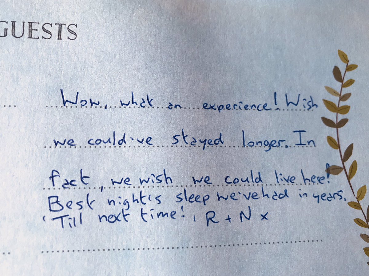 Changeovers are a delight when you receive feedback like this in the visitor book!