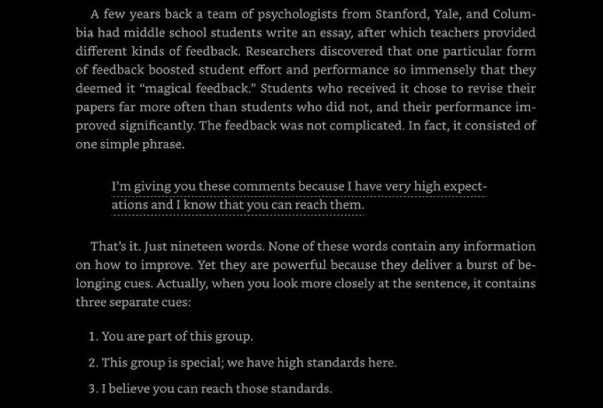 Researchers from Stanford, Columbia, and Yale studied feedback and deemed one form…

“Magical Feedback” 

because of how significantly it boosted effort and performance!

More ⬇️⬇️⬇️