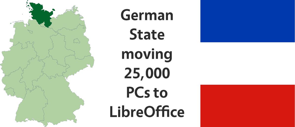 LibreOffice's tweet photo. News update: the north-German state of Schleswig-Holstein plans to switch to open source software, including LibreOffice, in its administration and schools. Learn more: https://t.co/skIMHY4bae https://t.co/sMFTf7xAnc