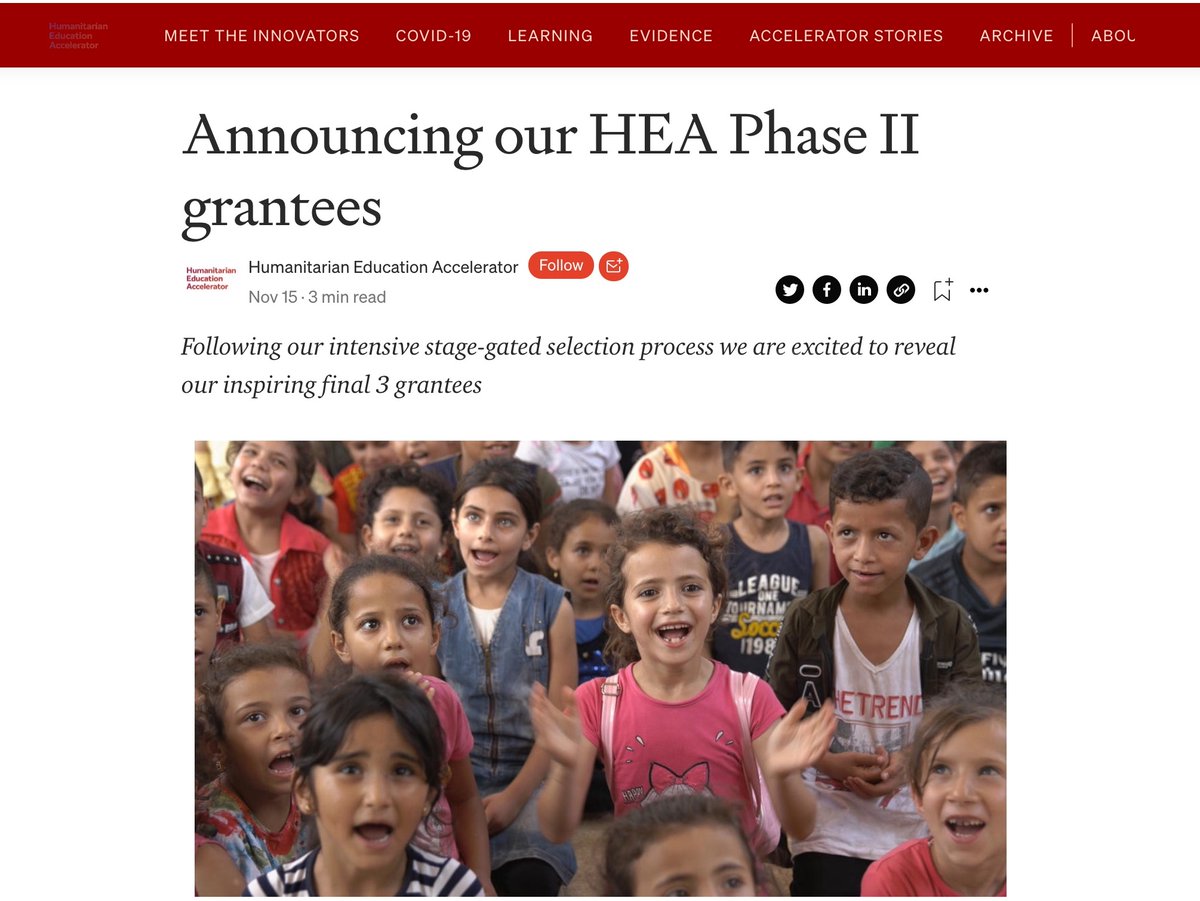 EduCannotWait's tweet image. “We congratulate @MadrasatiJo @XavierProj &amp;amp; @iact and look forward to seeing how their innovative education interventions accelerate towards scale w/ funding &amp;amp; tailored capacity building offered by @HEAccelerator!”
~@YasmineSherif1

➡️ bit.ly/30EJe2S

@UNICEFEducation