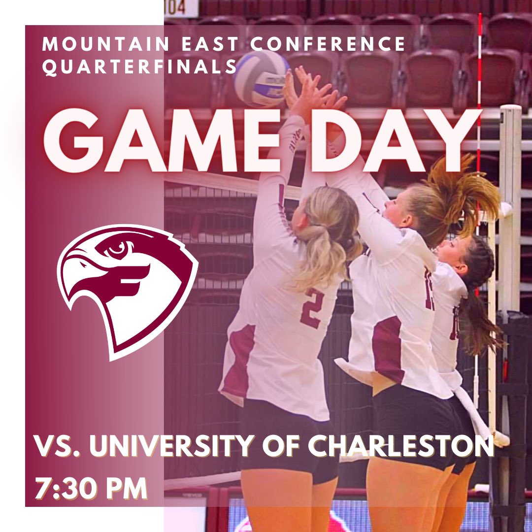 FairmontVball's tweet photo. It’s GAME DAY! Tonight we head to Institute for the Mountain East Tournament with a Quarterfinal vs. Charleston.  First serve is at 7:30 pm! Let’s do this Falcons!

 📍West Virginia State University
🎟 https://t.co/wwDzFd9oou
🎥 https://t.co/ZBELy7HX5h
📈 https://t.co/LKBhNRmAWX https://t.co/8RC89OPAti