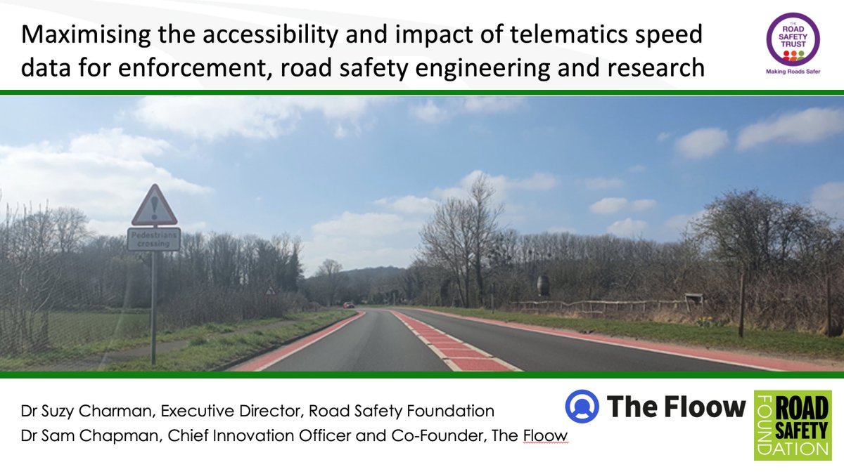 COMING UP:
New work funded by @RoadSafetyTruUK will be briefly explained in ⬇️

TALK: 
Using #telematics data to inform #RoadSafety practice
WHEN: 
noon GMT 24th November
SPEAKERS: 
Dr Suzy Charman (<a href="/SafeRoadDesign/">Road Safety Foundation</a>)
Dr Sam Chapman (<a href="/TheFloowltd/">The Floow</a>)
WHERE: 
roadsafetygb.org.uk/festival/festi…